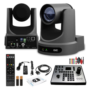 PTZOptics Move SE PTZ Camera with 20x Optical Zoom Gray PT20X-SE-GY-G3 + PTZOptics PT-JOY-G4 Controller