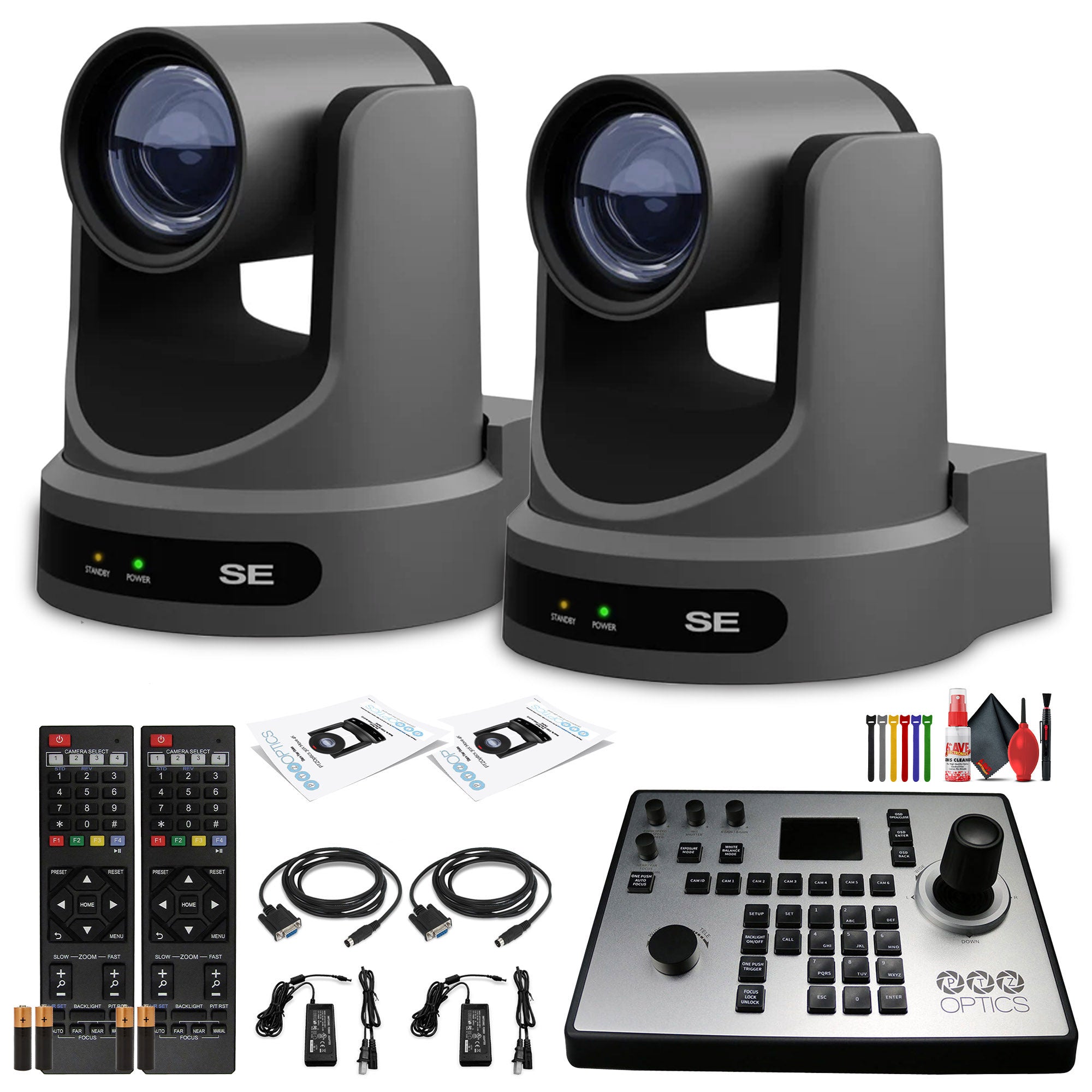 2 x PTZOptics Move SE PTZ Camera with 20x Optical Zoom Gray PT20X-SE-GY-G3 + PT-JOY-G4 Controller