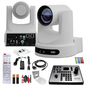 PTZOptics Move SE PTZ Camera with 20x Optical Zoom PT20X-SE-WH-G3 + PT-JOY-G4 Controller + Wall Mount
