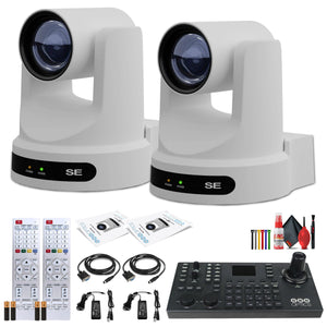 2 x PTZOptics Move SE PTZ Camera with 20x Optical Zoom PT20X-SE-WH-G3 + SuperJoy PTZ Camera Controller