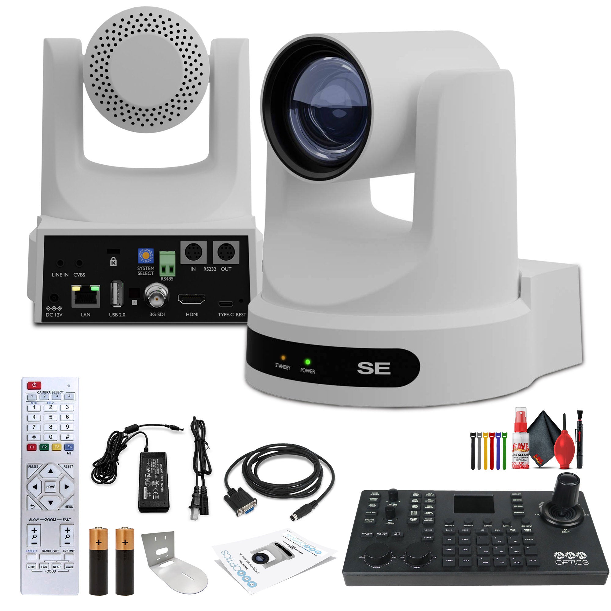 PTZOptics Move SE PTZ Camera with 20x Optical Zoom + PTZOptics SuperJoy PTZ Camera Controller + Wall Mount