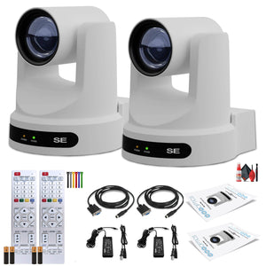 2 x PTZOptics Move SE PTZ Camera with 20x Optical Zoom White PT20X-SE-WH-G3