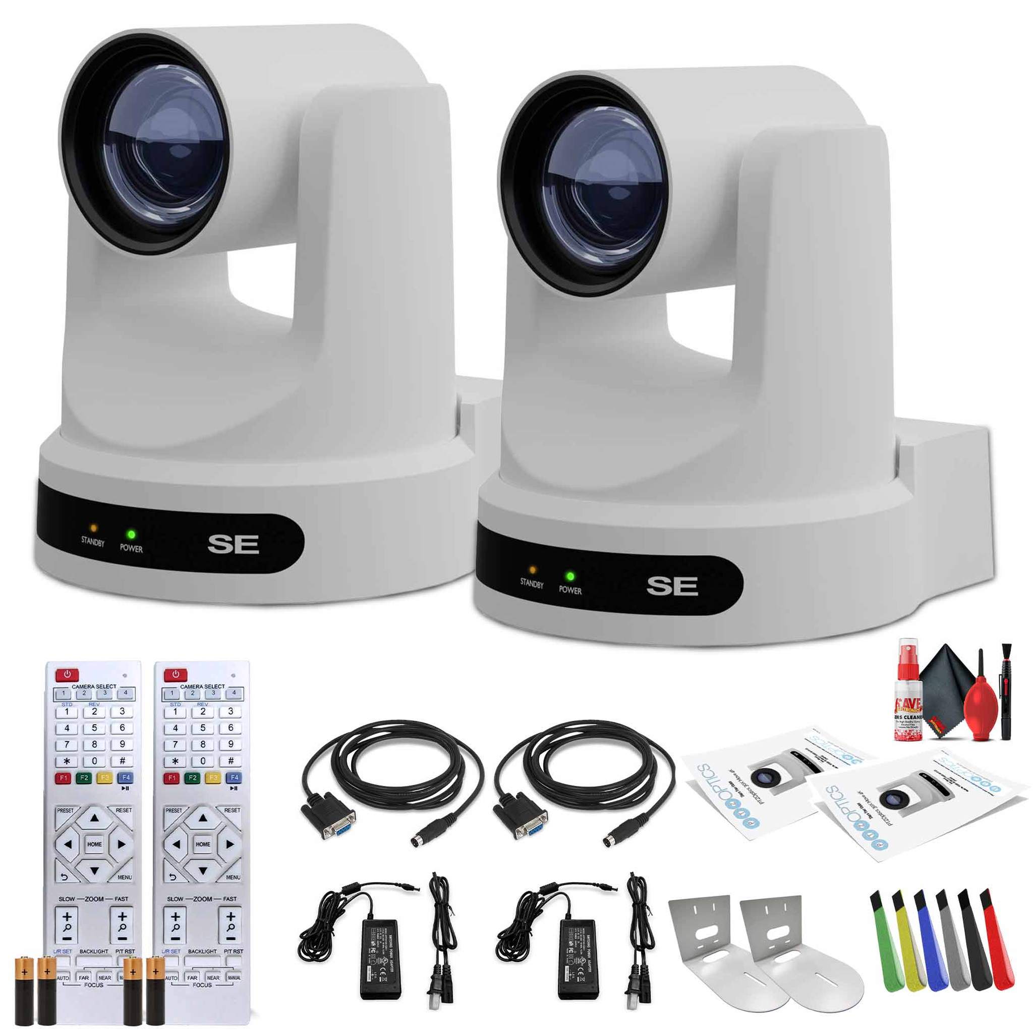 2 x PTZOptics Move SE PTZ Camera with 20x Optical Zoom White PT20X-SE-WH-G3 + 2 x Wall Mount