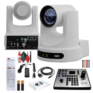 PTZOptics Move SE PTZ Camera with 20x Optical Zoom White PT20X-SE-WH-G3 + PT-JOY-G4 Controller