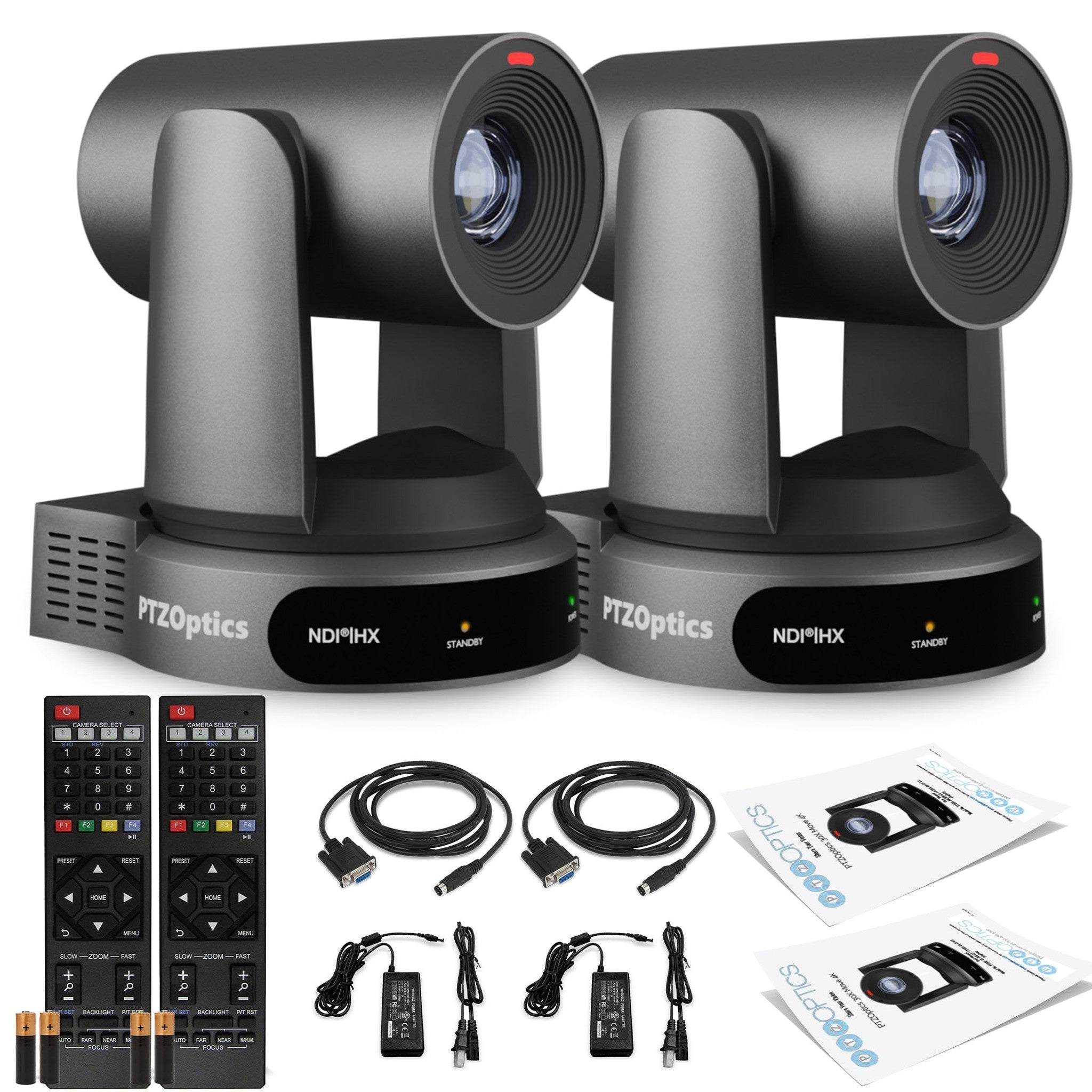 2 x PTZOptics Move 4K PTZ Camera with 30x Zoom Gray PT30X-4K-GY-G3 PTZOptics