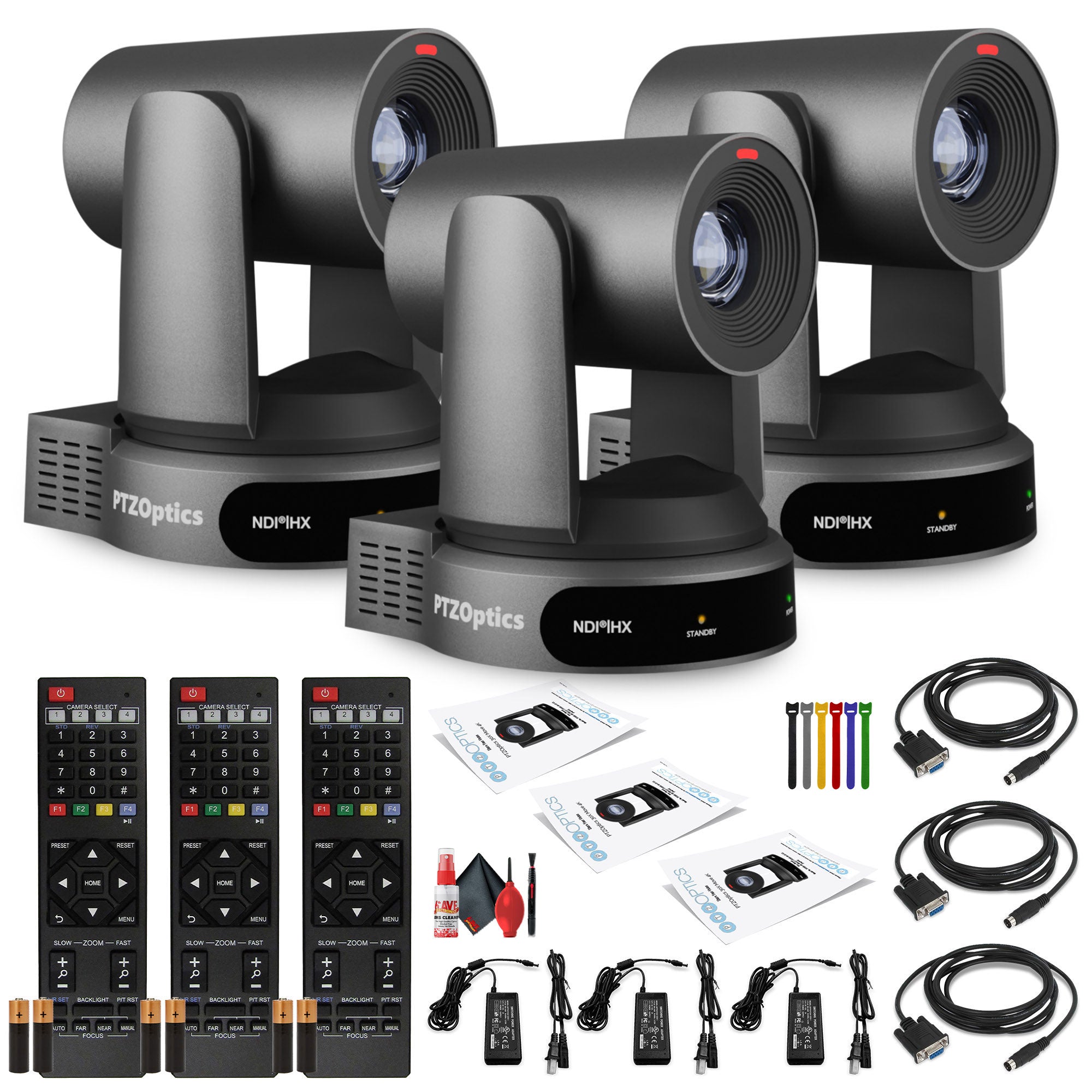 3 x PTZOptics Move 4K PTZ Camera with 30x Zoom Gray PT30X-4K-GY-G3