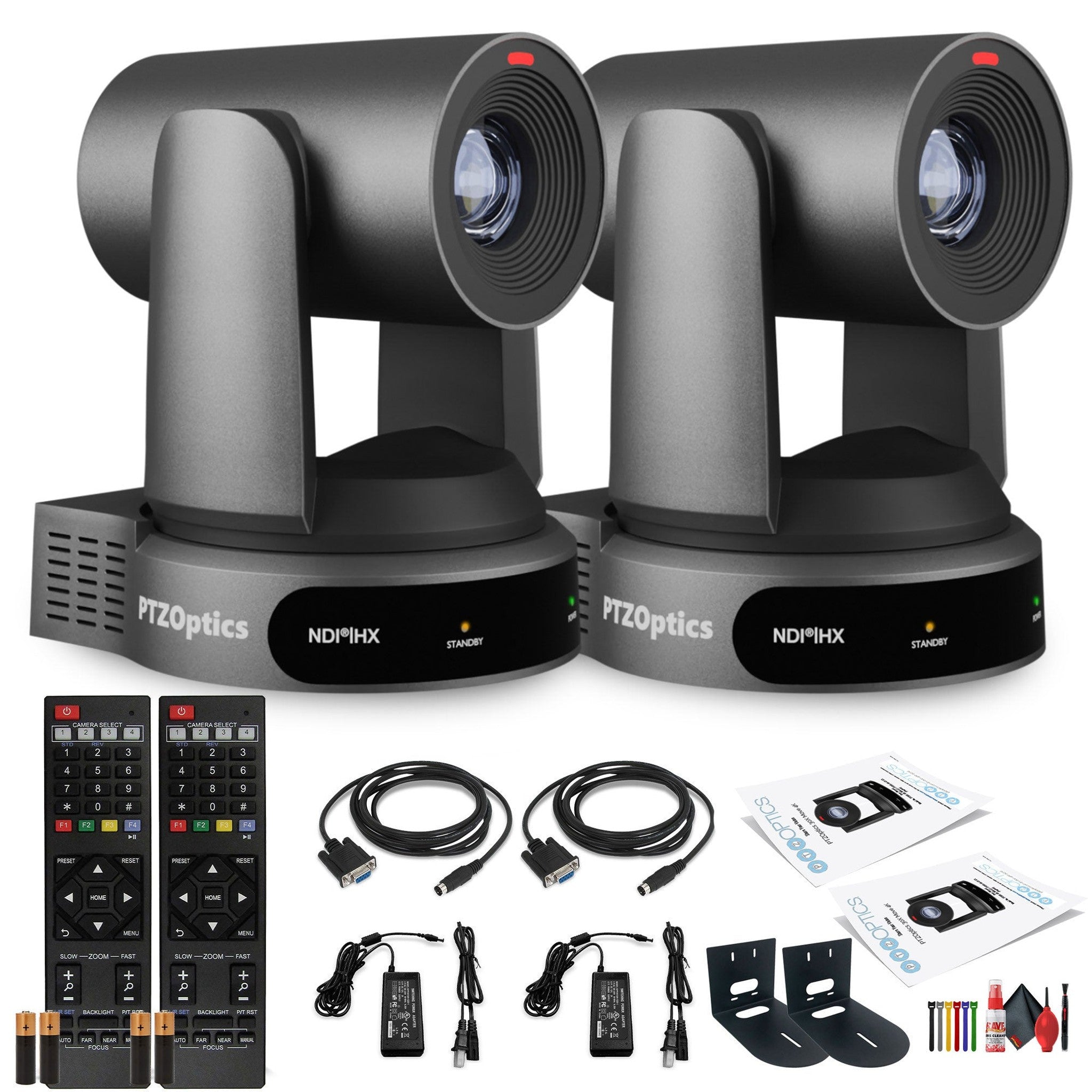 2 x PTZOptics Move 4K PTZ Camera with 30x Zoom Gray PT30X-4K-GY-G3 + 2 x Wall Mount