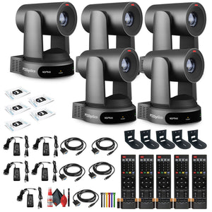 5 x PTZOptics Move 4K PTZ Camera with 30x Zoom Gray PT30X-4K-GY-G3 + 5 x Wall Mount