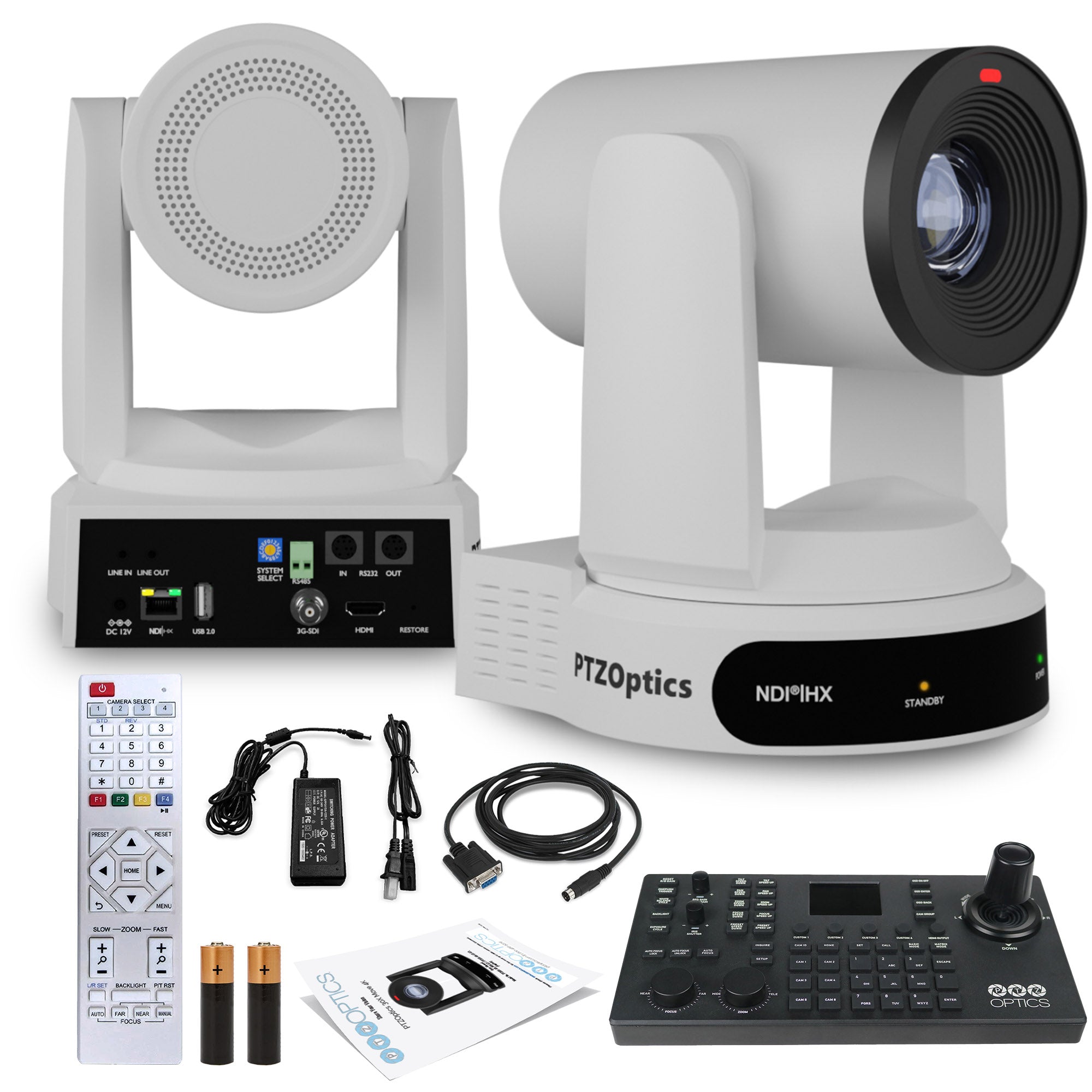 PTZOptics Move 4K PTZ Camera with 30x Zoom White PT30X-4K-WH-G3 + SuperJoy PTZ Controller