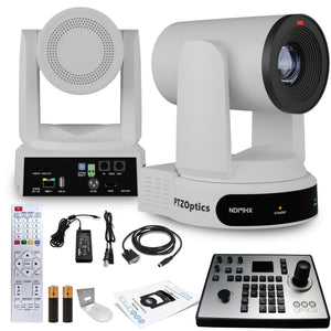 PTZOptics Move 4K PTZ Camera with 30x Zoom White PT30X-4K-WH-G3 + PT-JOY-G4 Controller + Wall Mount