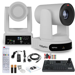 PTZOptics Move 4K PTZ Camera with 30x Zoom White PT30X-4K-WH-G3 + SuperJoy PTZ Controller + Wall Mount