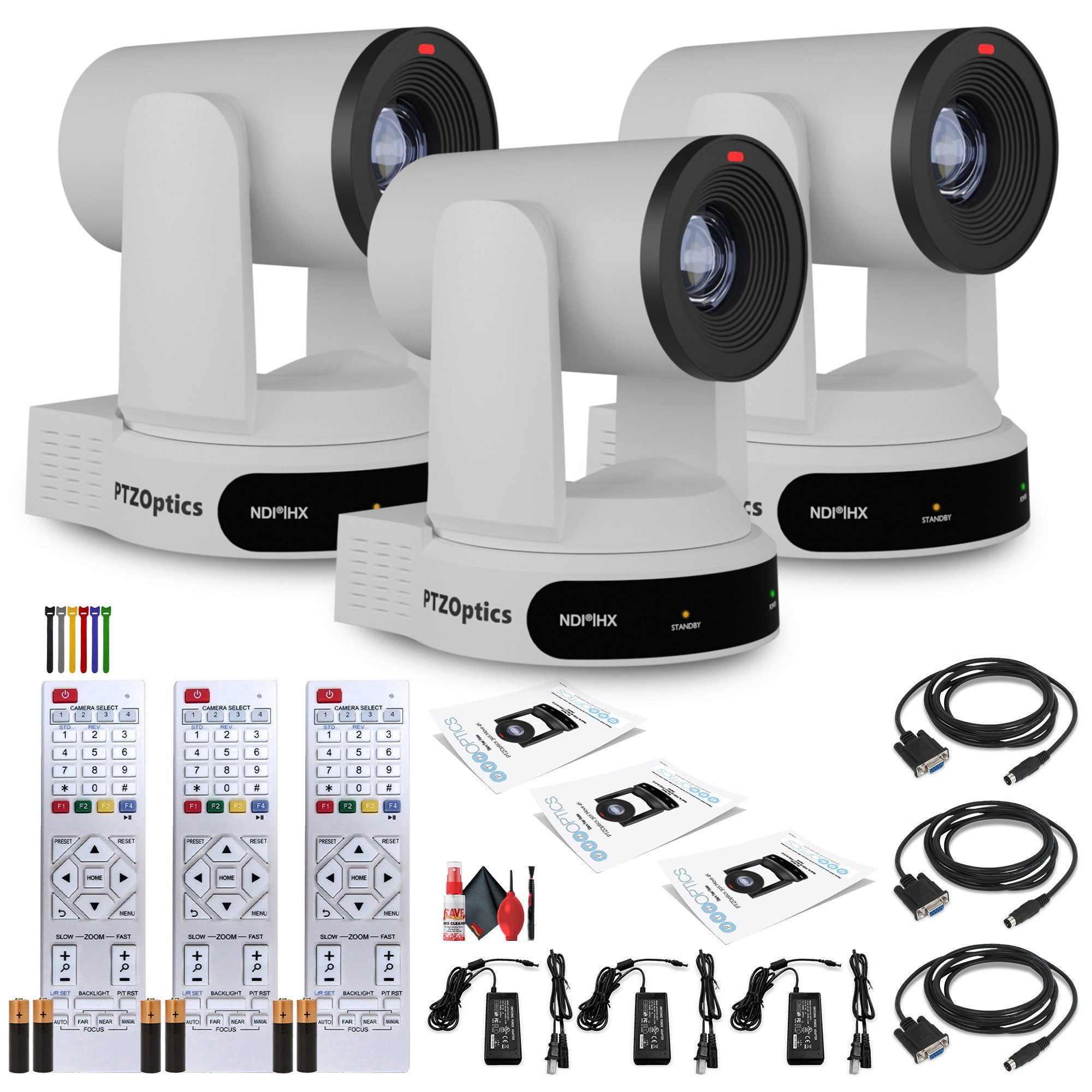 3 x PTZOptics Move 4K PTZ Camera with 30x Zoom White PT30X-4K-WH-G3