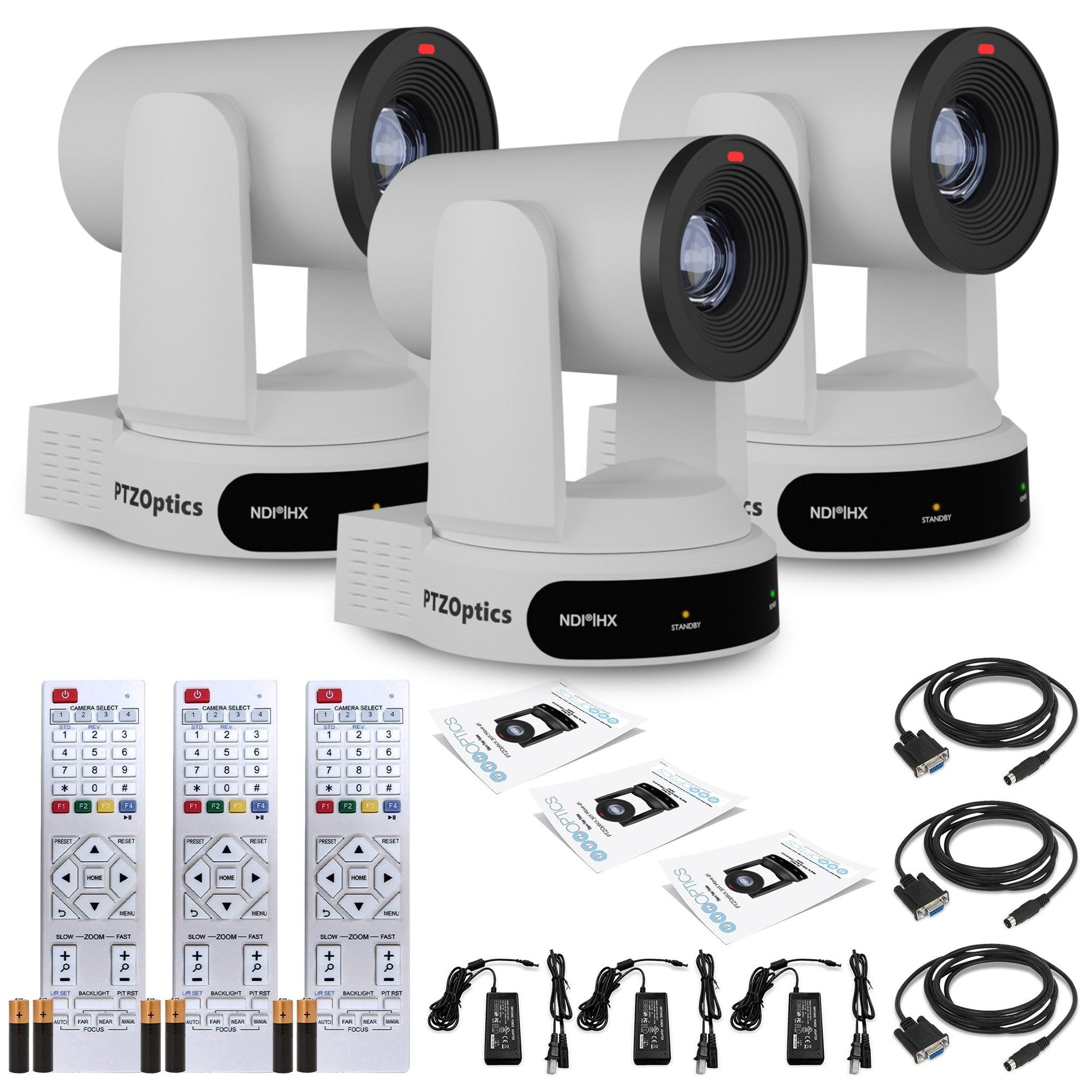 3 x PTZOptics Move 4K PTZ Camera with 30x Zoom White PT30X-4K-WH-G3