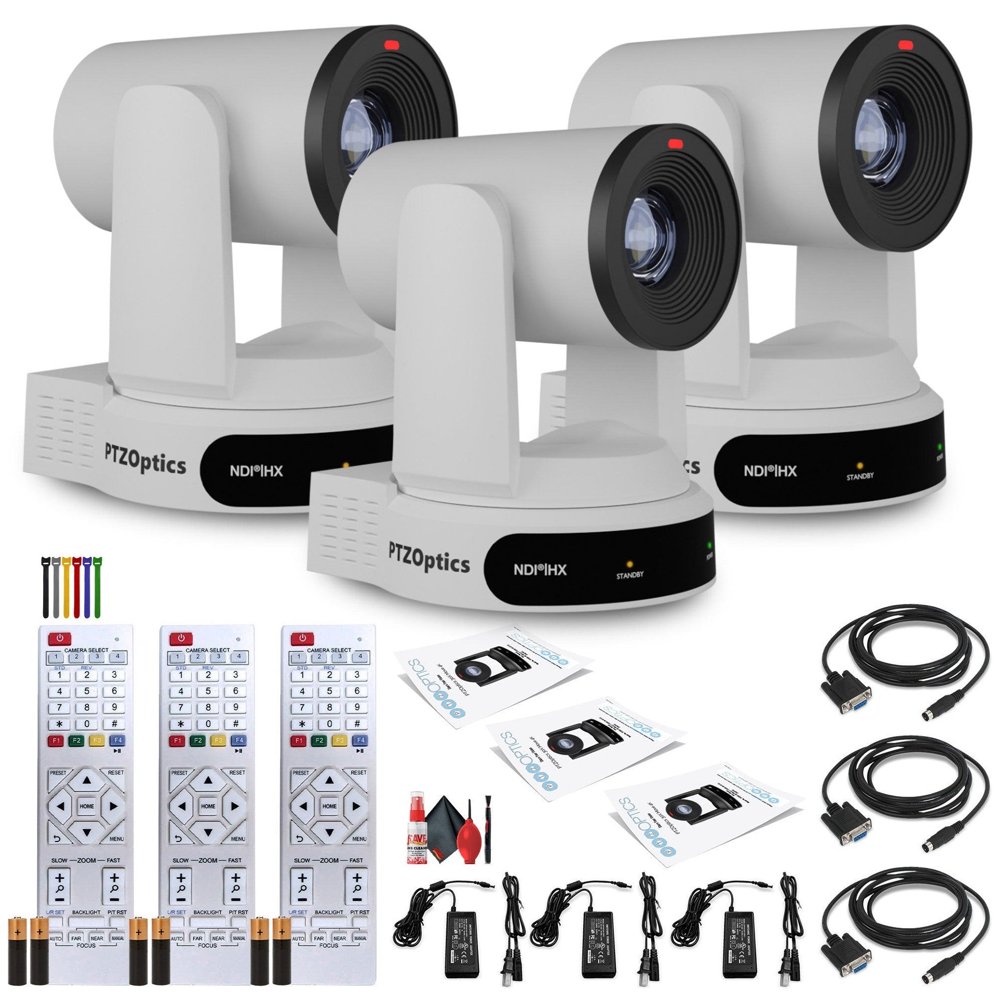 3 x PTZOptics Move 4K PTZ Camera with 30x Zoom White PT30X-4K-WH-G3