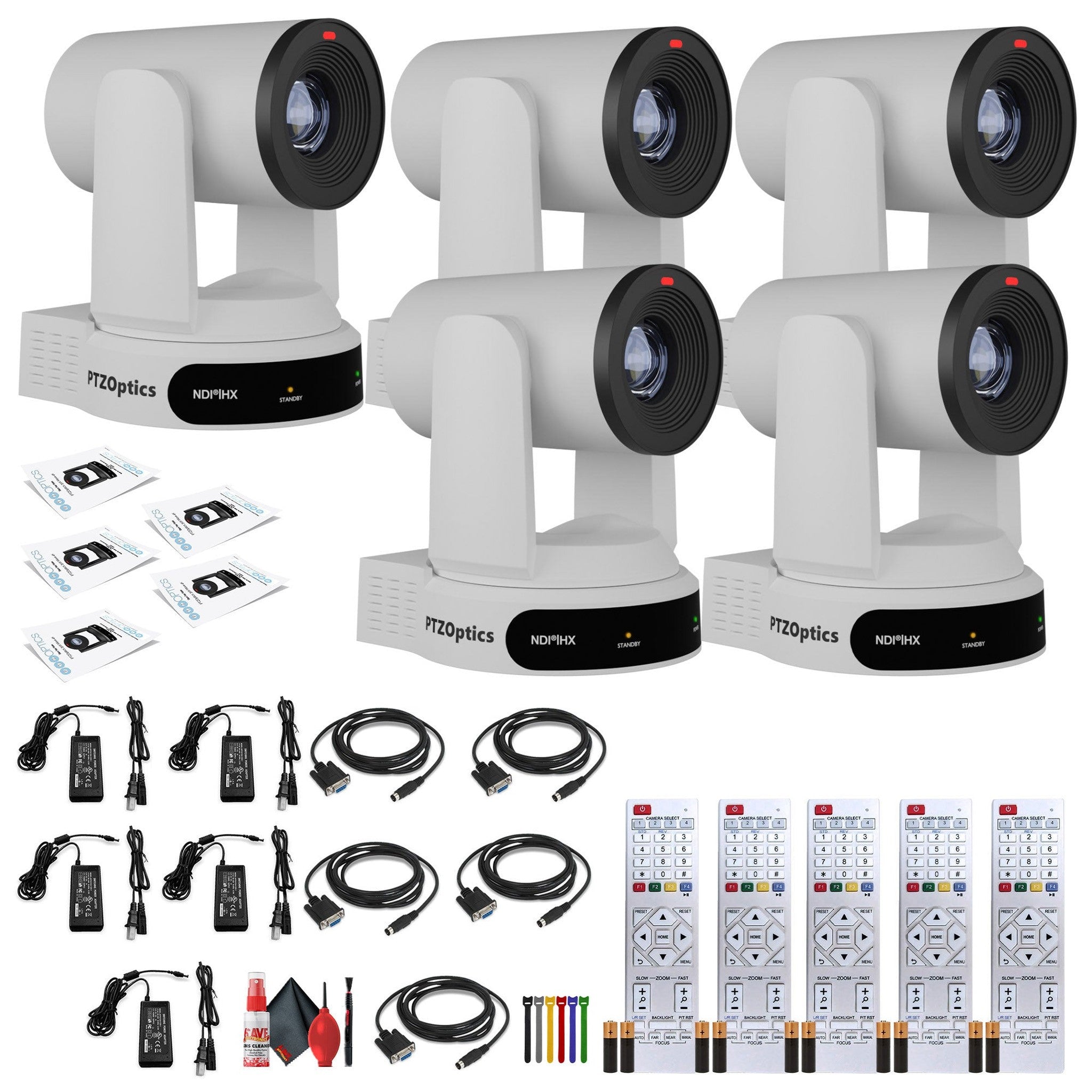 5 x PTZOptics Move 4K PTZ Camera with 30x Zoom White PT30X-4K-WH-G3