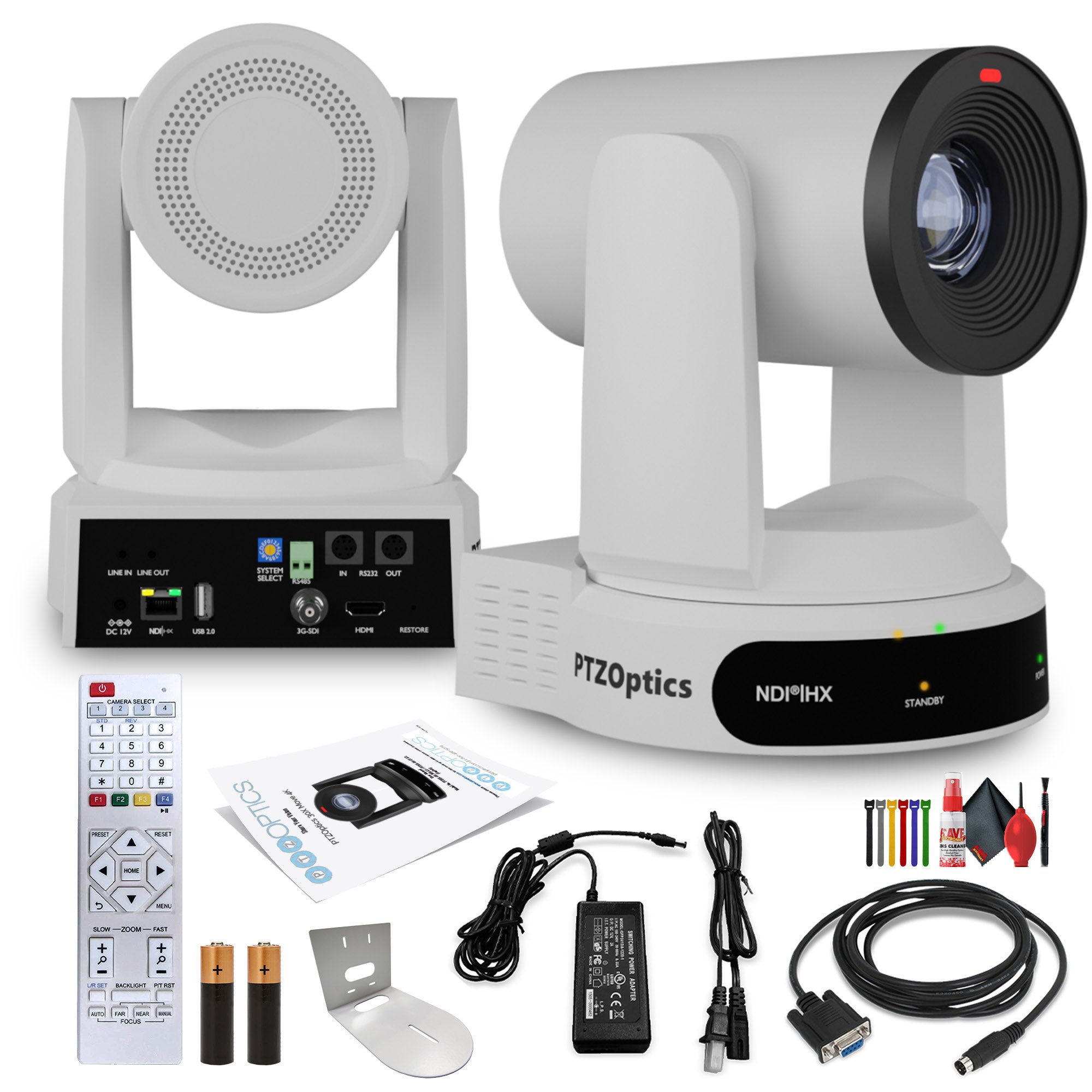 PTZOptics Move 4K PTZ Camera with 30x Zoom White PT30X-4K-WH-G3 + Wall Mount