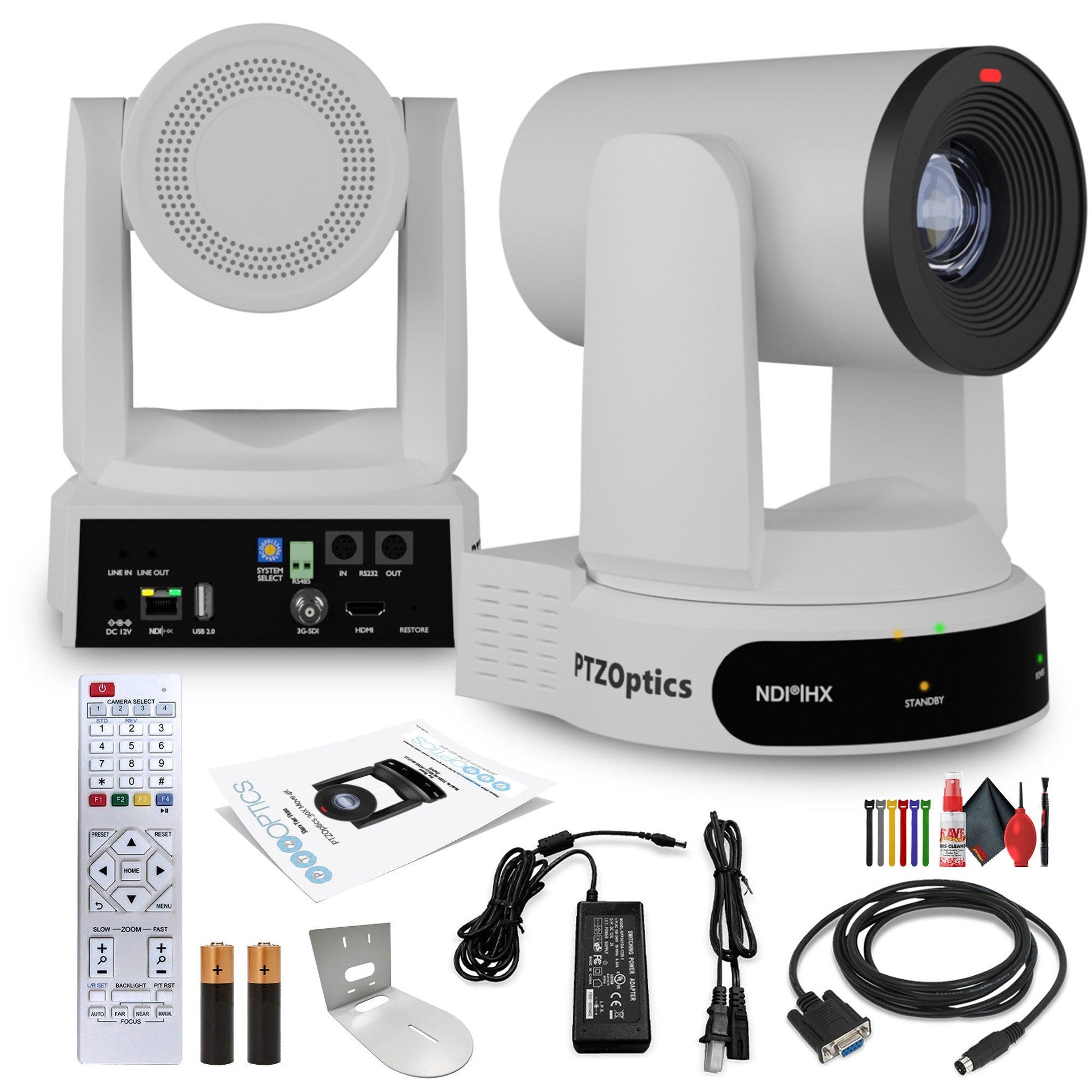 PTZOptics Move 4K PTZ Camera with 30x Zoom White PT30X-4K-WH-G3 + Wall Mount