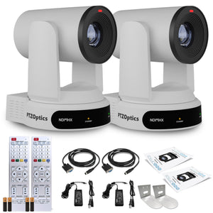2 x PTZOptics Move 4K PTZ Camera with 30x Zoom White PT30X-4K-WH-G3 + 2 x Wall Mount