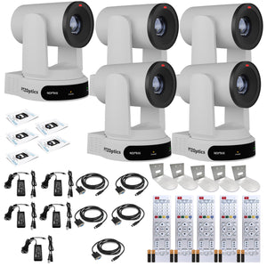 5 x PTZOptics Move 4K PTZ Camera with 30x Zoom White PT30X-4K-WH-G3 + 5 x Wall Mount