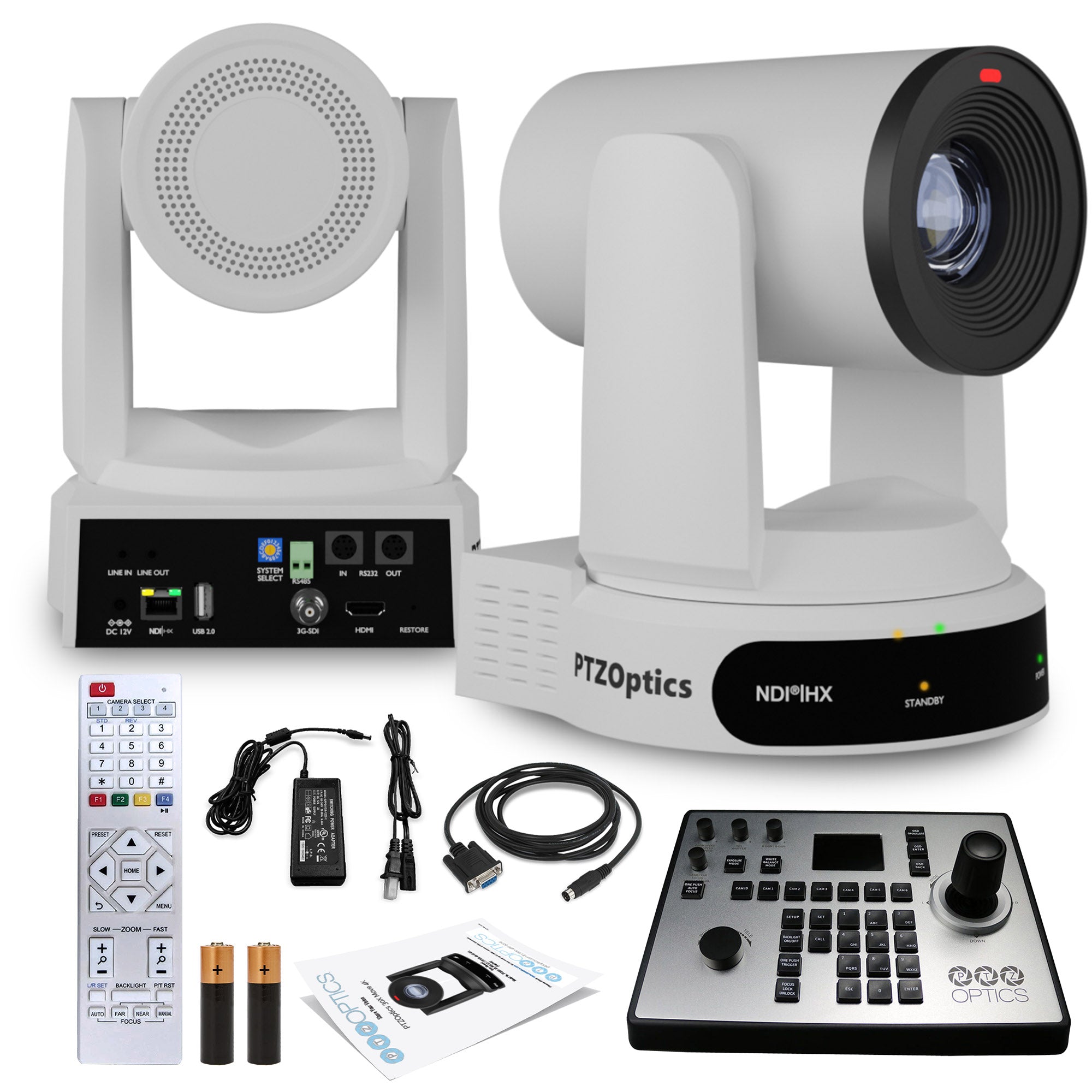 PTZOptics Move 4K PTZ Camera with 30x Zoom White PT30X-4K-WH-G3 + PT-JOY-G4 Controller