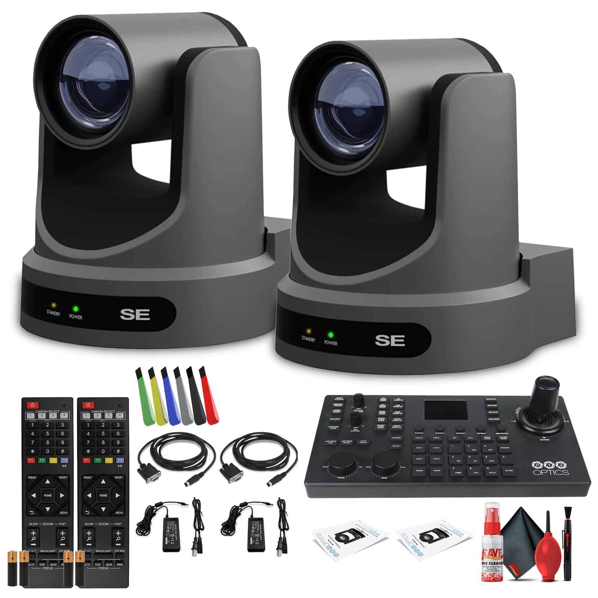 2 x PTZOptics Move SE PTZ Camera with 30x Optical Zoom PT30X-SE-GY-G3 + SuperJoy PTZ Camera Controller