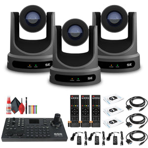 3 x PTZOptics Move SE PTZ Camera with 30x Optical Zoom PT30X-SE-GY-G3 + SuperJoy PTZ Camera Controller