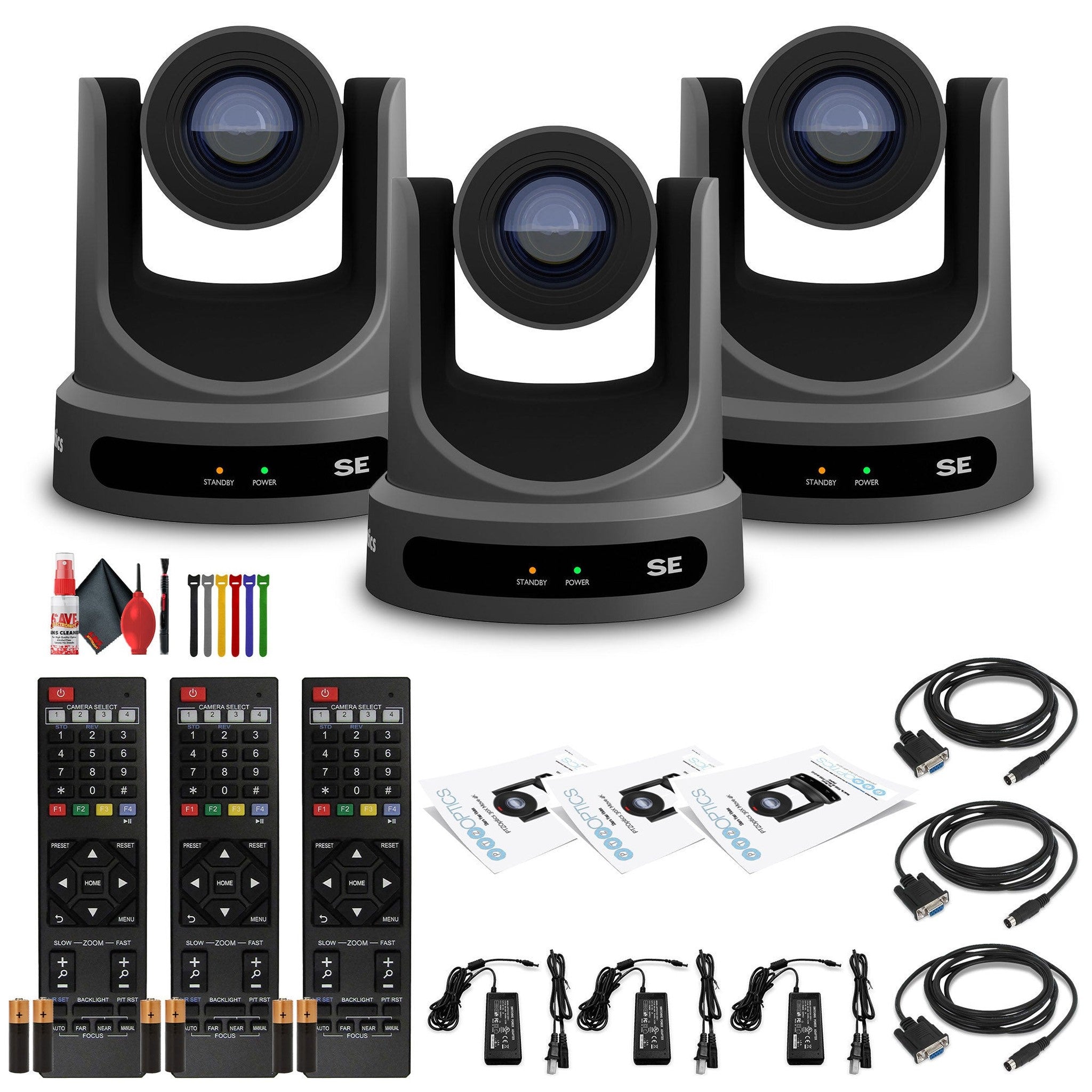 3 x PTZOptics Move SE PTZ Camera with 30x Optical Zoom Gray PT30X-SE-GY-G3
