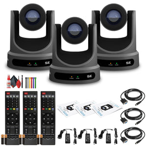 3 x PTZOptics Move SE PTZ Camera with 30x Optical Zoom Gray PT30X-SE-GY-G3