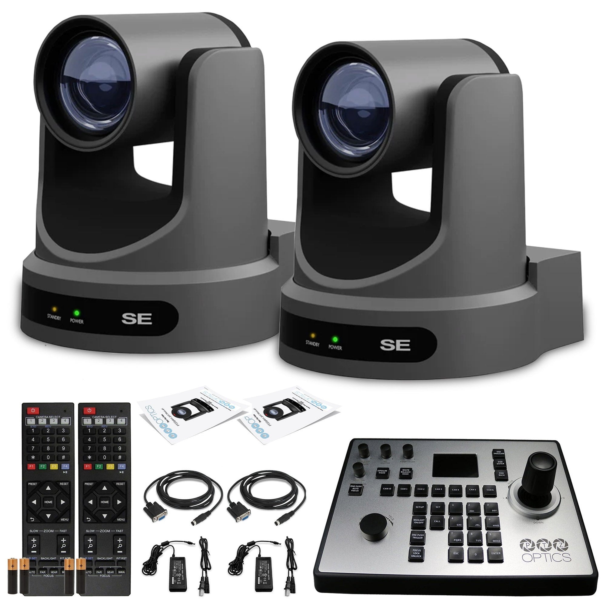 2 x PTZOptics Move SE PTZ Camera with 30x Optical Zoom (PT30X-SE-GY-G3) + PT-JOY-G4 Controller