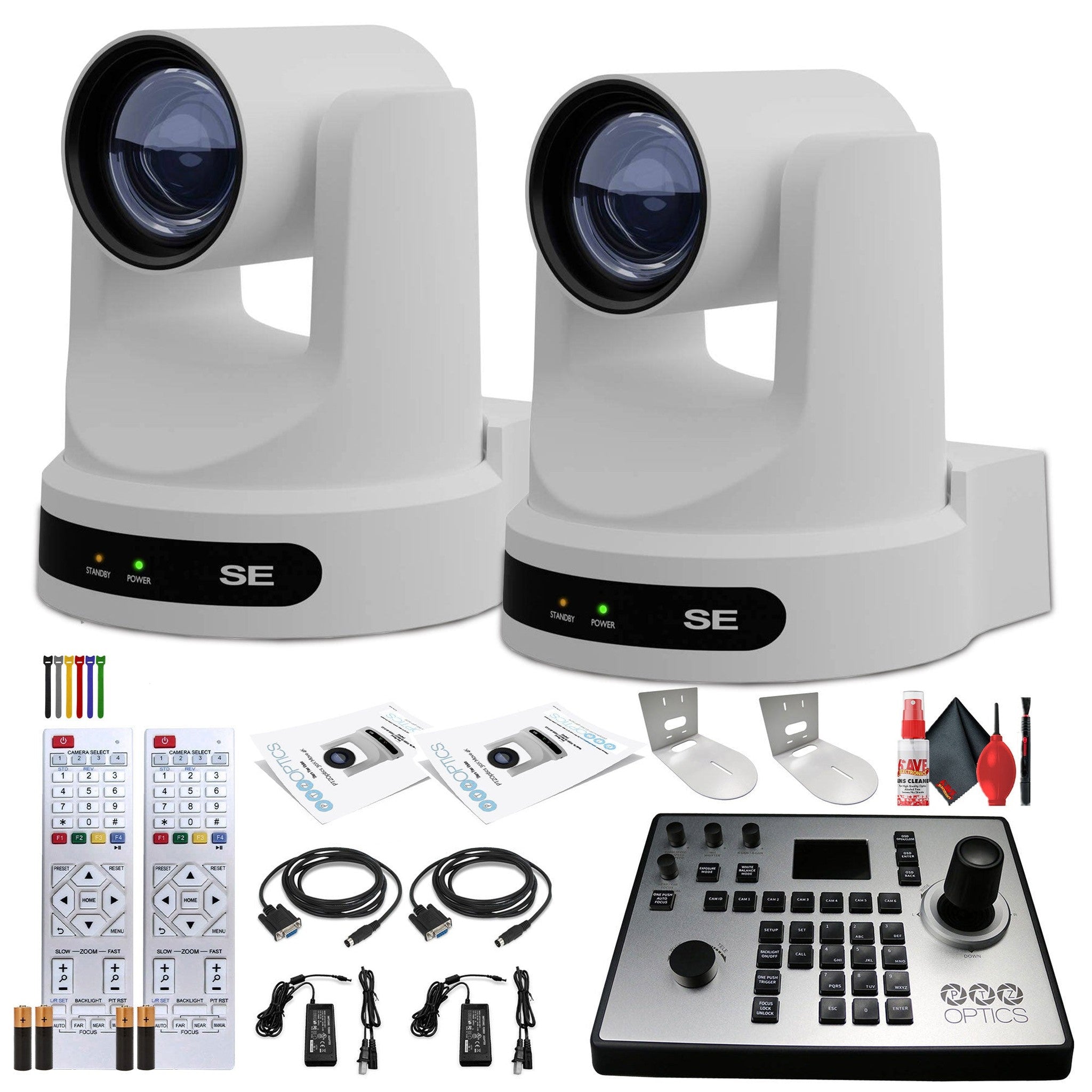 2 x PTZOptics Move SE PTZ Camera with 30x Optical Zoom + PTZOptics PT-JOY-G4 Controller + 2 x Wall Mount