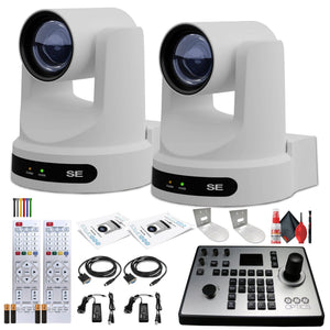 2 x PTZOptics Move SE PTZ Camera with 30x Optical Zoom + PTZOptics PT-JOY-G4 Controller + 2 x Wall Mount