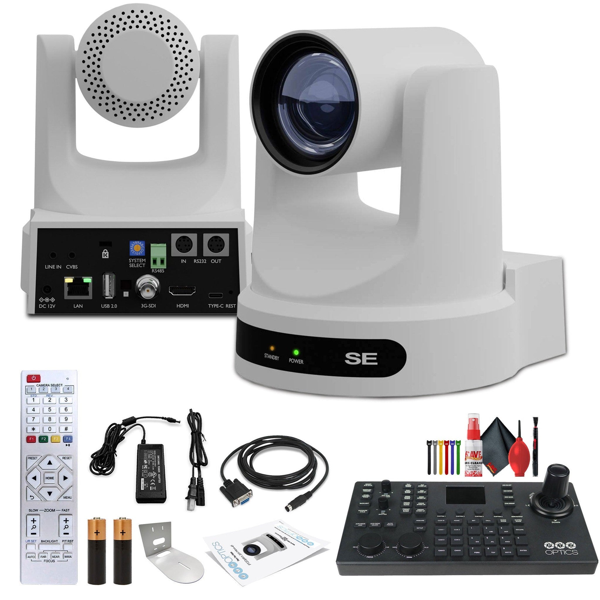 PTZOptics Move SE PTZ Camera with 30x Optical Zoom + PTZOptics SuperJoy PTZ Camera Controller + Wall Mount