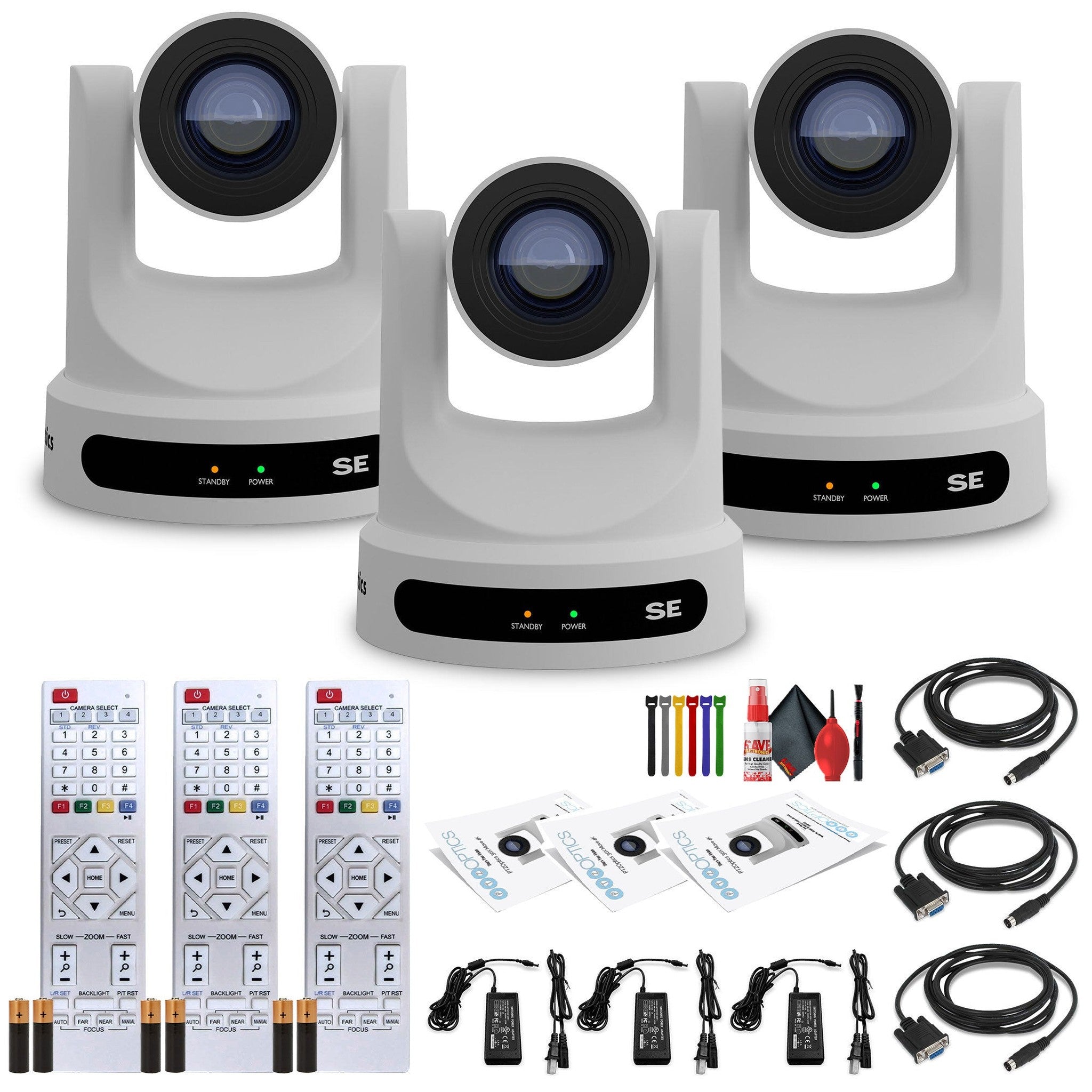 3 x PTZOptics Move SE PTZ Camera with 30x Optical Zoom White PT30X-SE-WH-G3