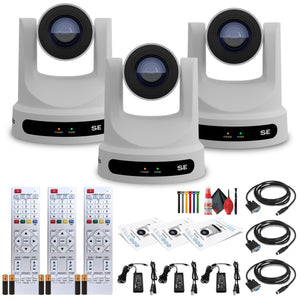 3 x PTZOptics Move SE PTZ Camera with 30x Optical Zoom White PT30X-SE-WH-G3