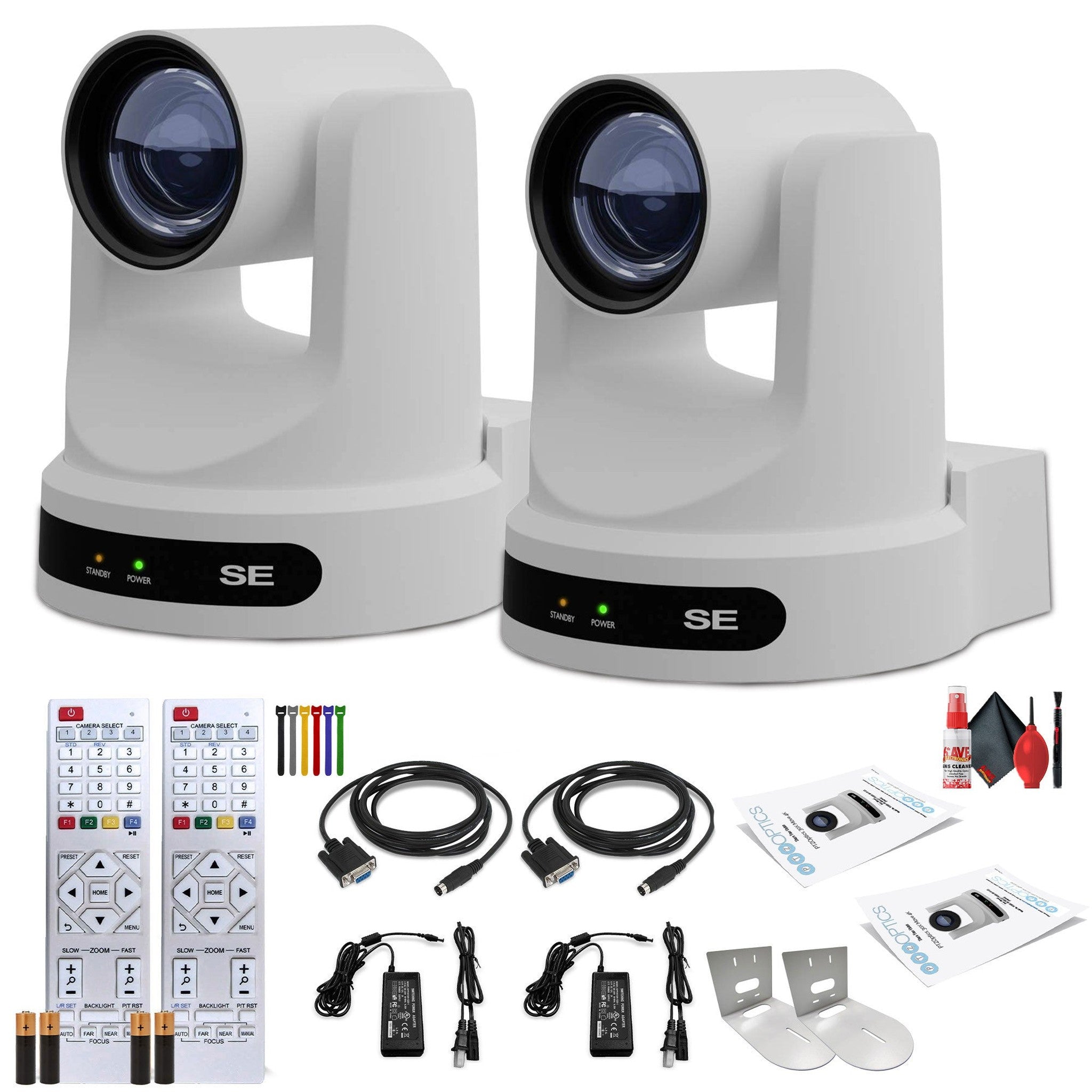 2 x PTZOptics Move SE PTZ Camera with 30x Optical Zoom White PT30X-SE-WH-G3 + 2 x Wall Mount White