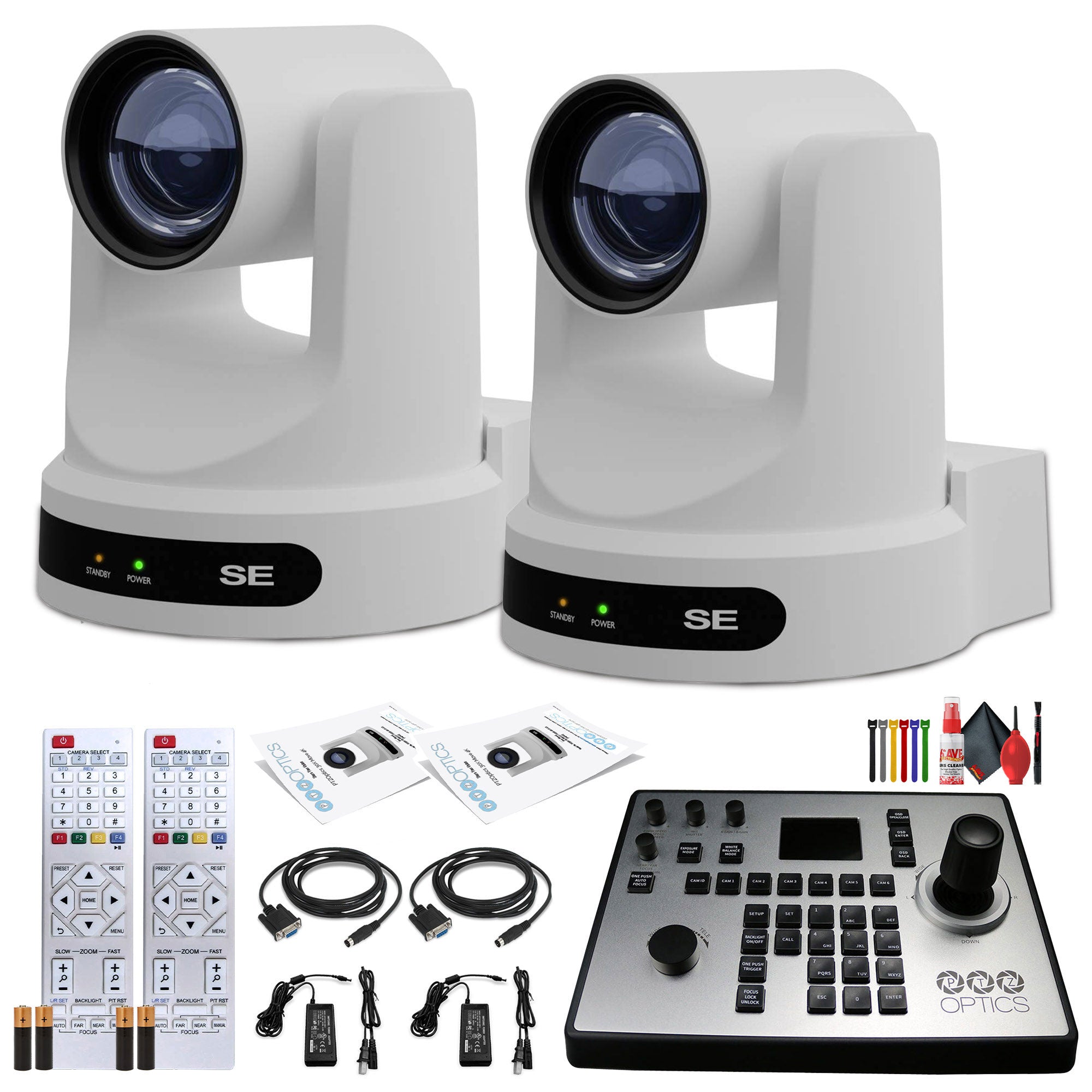 2 x PTZOptics Move SE PTZ Camera with 30x Optical Zoom White + PTZOptics PT-JOY-G4 Controller