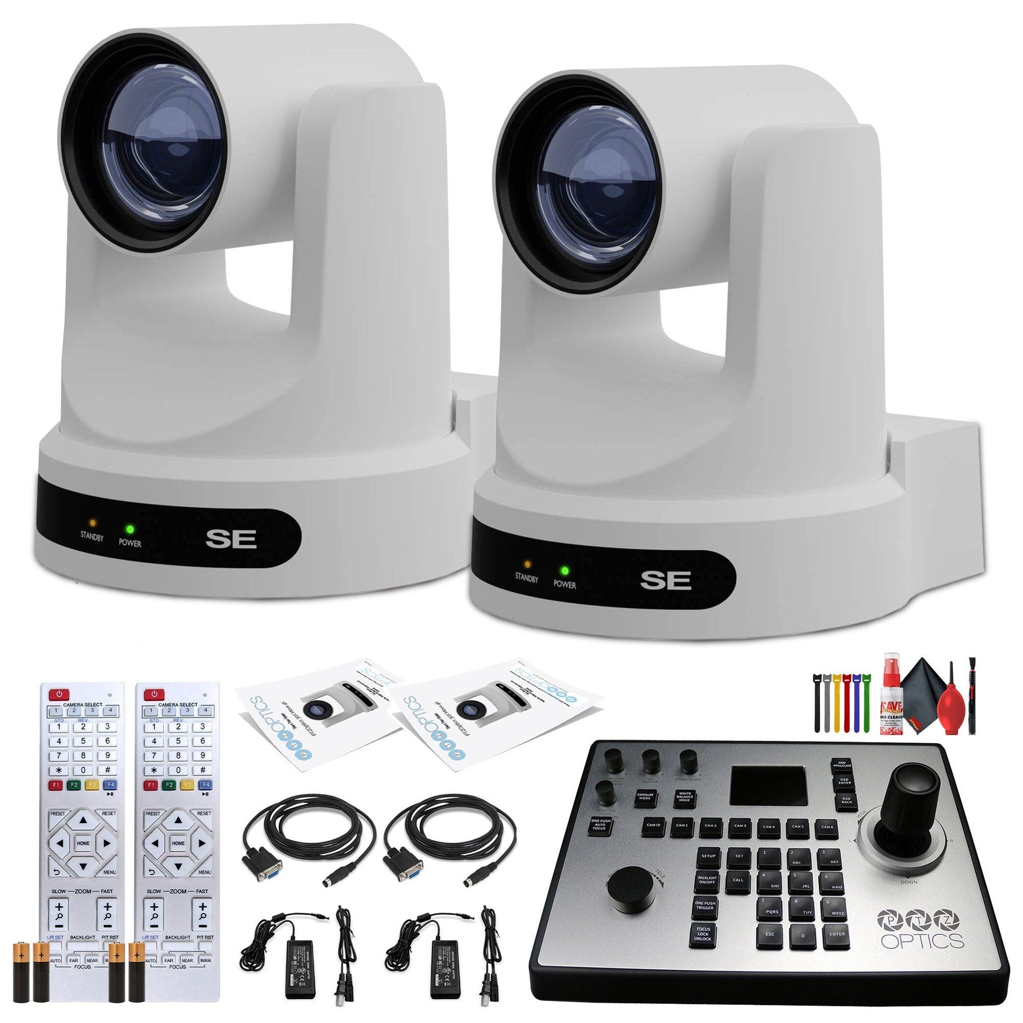 2 x PTZOptics Move SE PTZ Camera with 30x Optical Zoom White + PTZOptics PT-JOY-G4 Controller