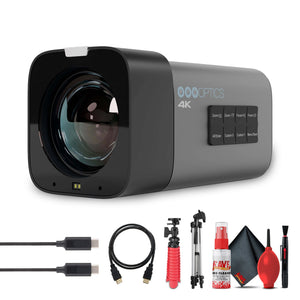 PTZOptics 4K Camera Gray | 20x Zoom, UHD60, NDI|HX2, Long-Range IP Streaming - Bundle