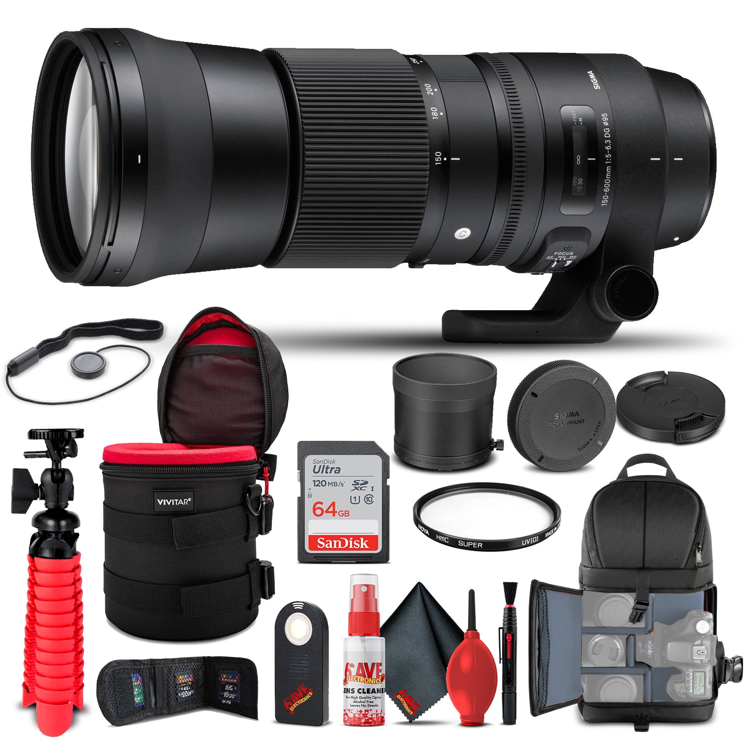 Sigma 150-600mm f/5-6.3 DG OS HSM Contemporary Lens for Canon EF (745-101) Bundle