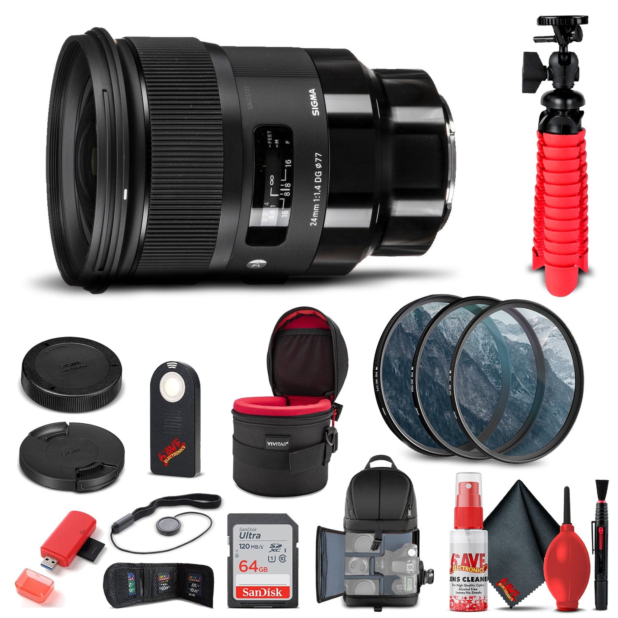 Sigma 24mm f/1.4 DG HSM Art Lens for Sony E 401965 Bundle Sigma