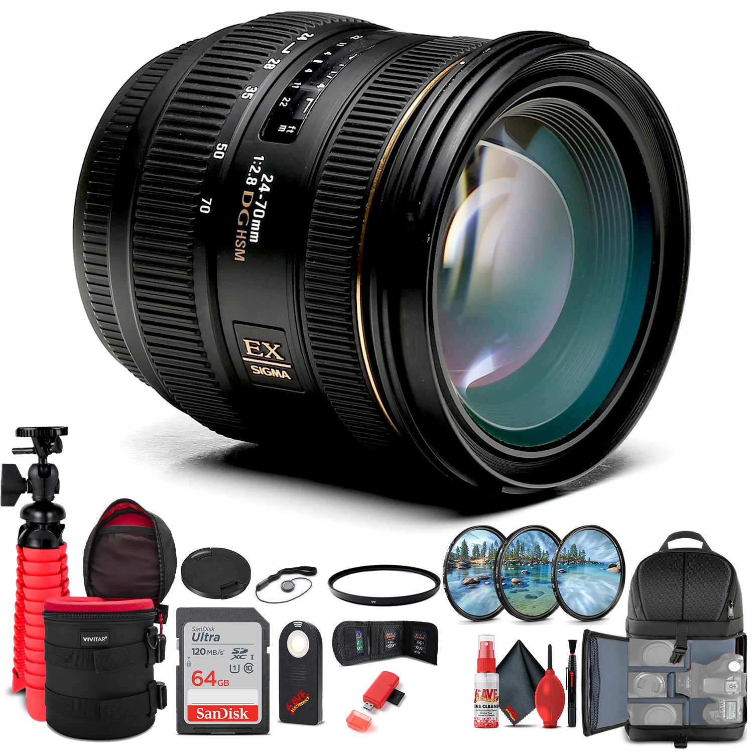 Sigma 24-70mm f/2.8 IF EX DG HSM Lens for Sony A 571205 Bundle