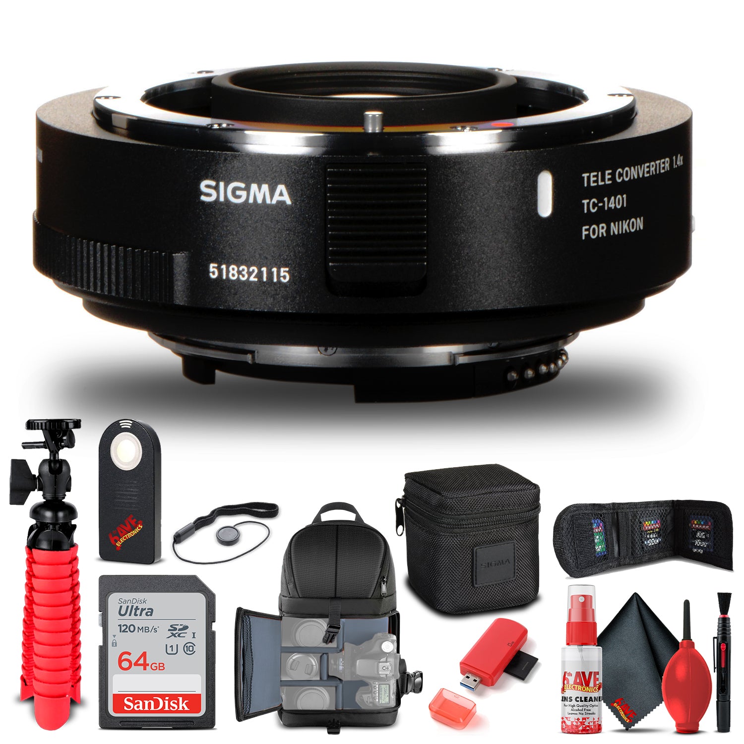 Sigma TC-1401 1.4x Teleconverter for Nikon F (879306) Bundle
