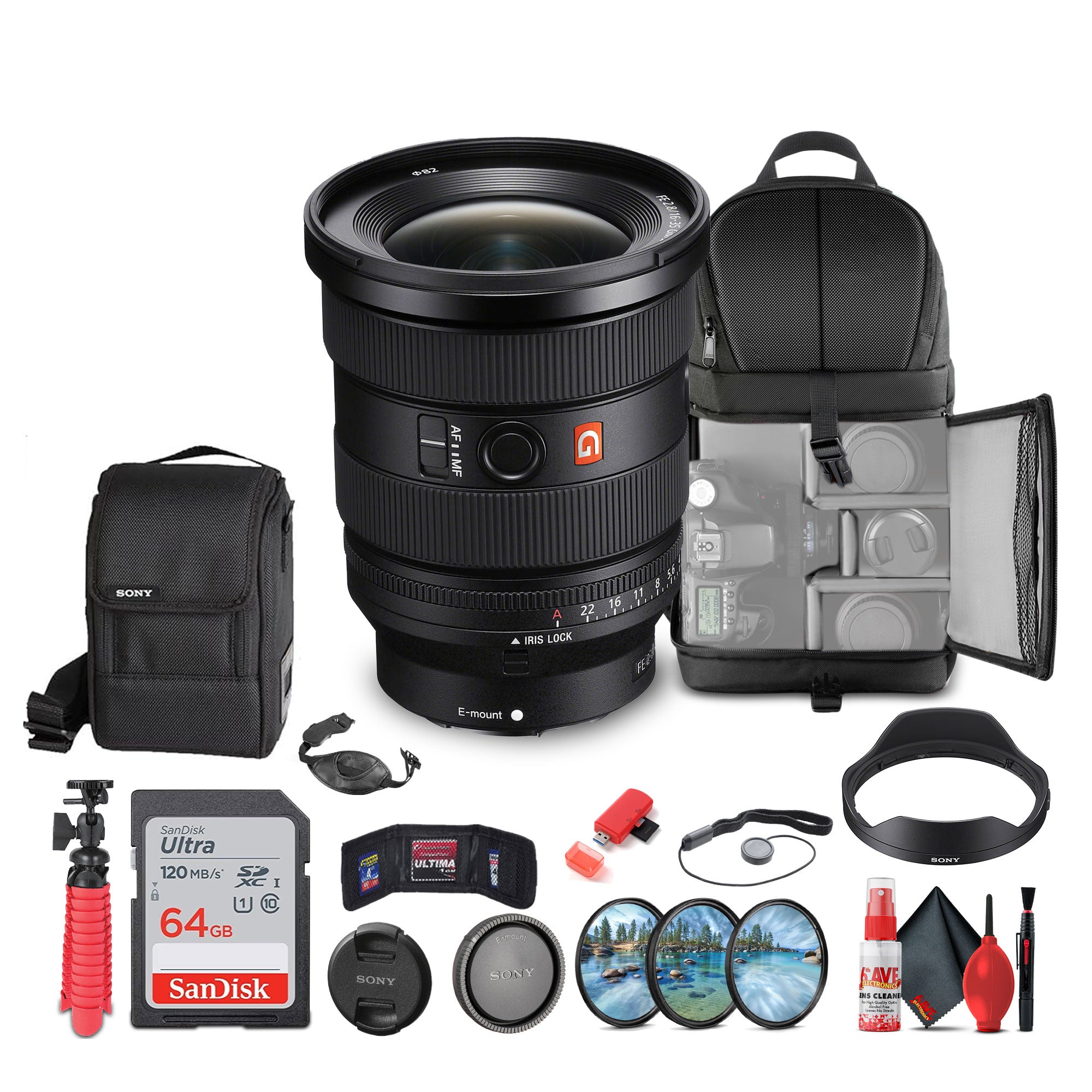 Sony FE 16-35mm f/2.8 GM II Lens (Sony E) (SEL1635GM2) + 64GB Card + More - Bundle