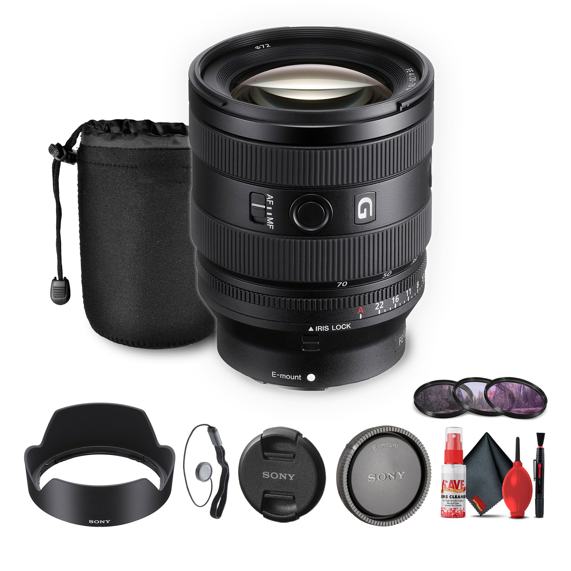 Sony FE 20-70mm f/4 G Lens Sony E SEL2070G + Filter Kit + Lens Pouch + More - Bundle