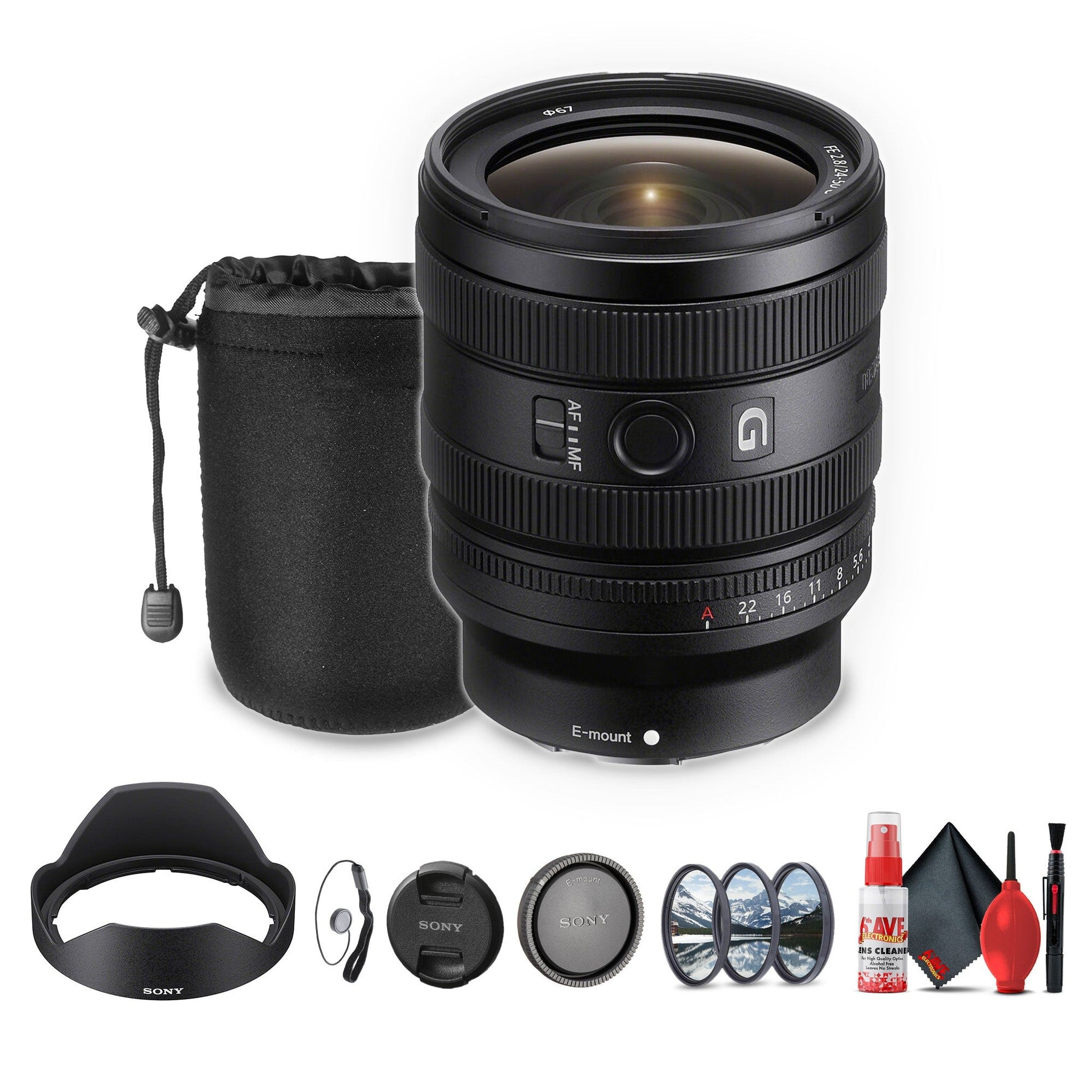 Sony FE 24-50mm f/2.8 G Lens Sony E SEL2450G + Filter Kit + Lens Pouch + More - Bundle Sony