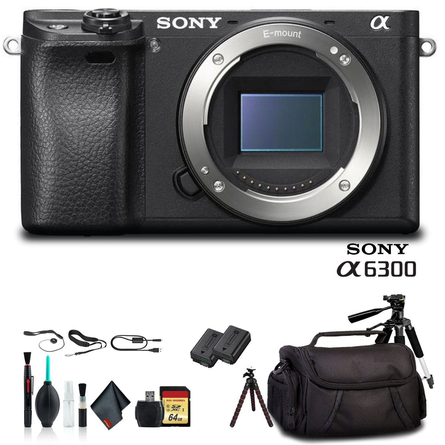 Sony Alpha a6300 Mirrorless Camera Black ILCE6300/B Bundle