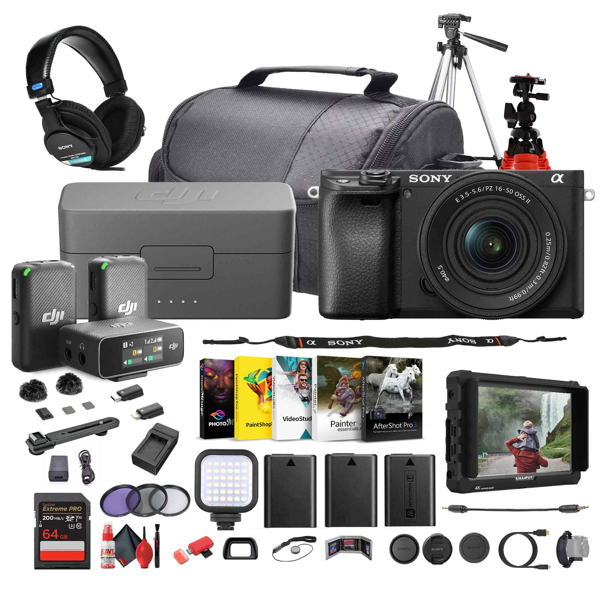 Sony a6400 Mirrorless Camera with 16-50mm f/3.5-5.6 II Lens (Black) - Bundle
