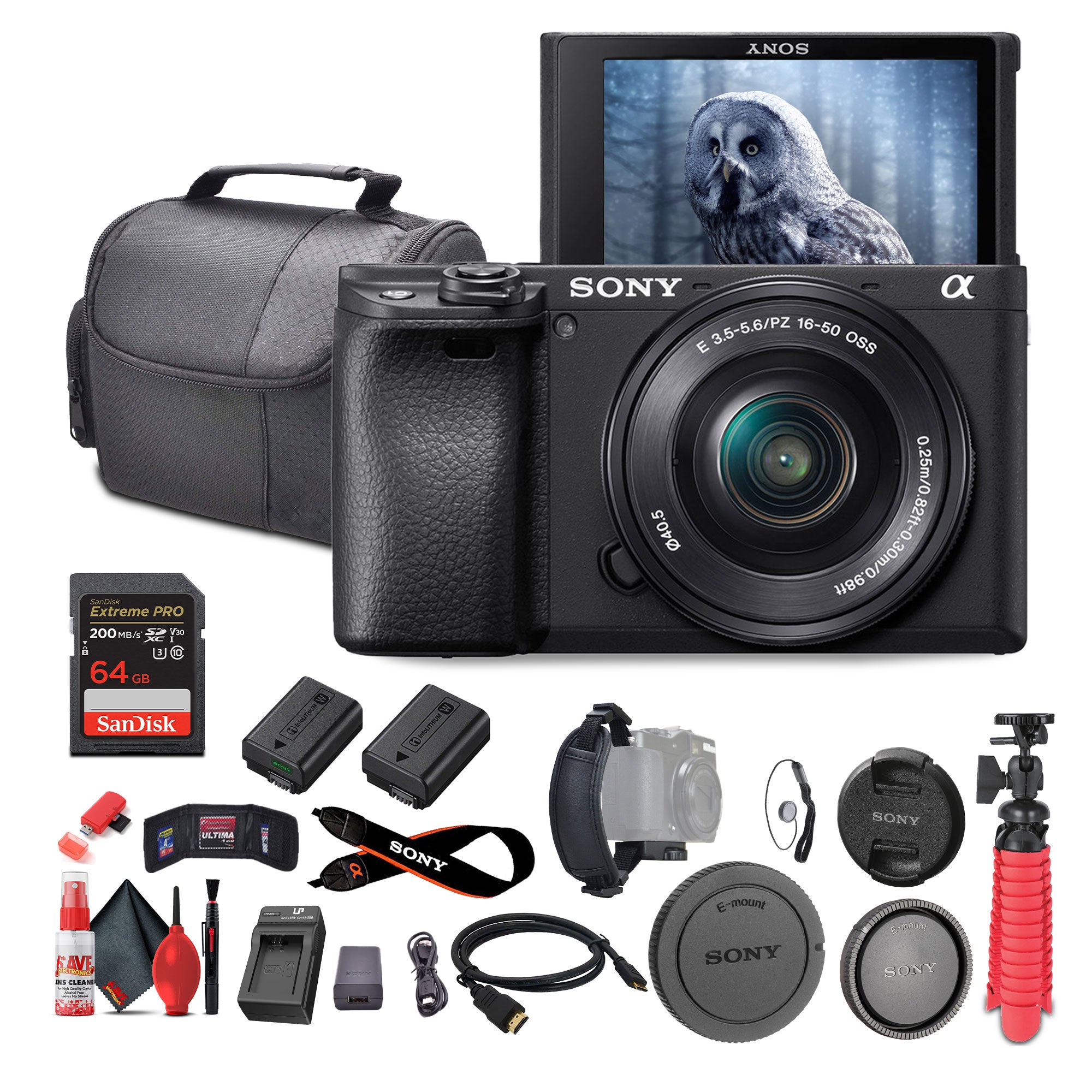 Sony a6400 Mirrorless Camera with 16-50mm Lens with Real-Time Eye Auto Focus - Bundle