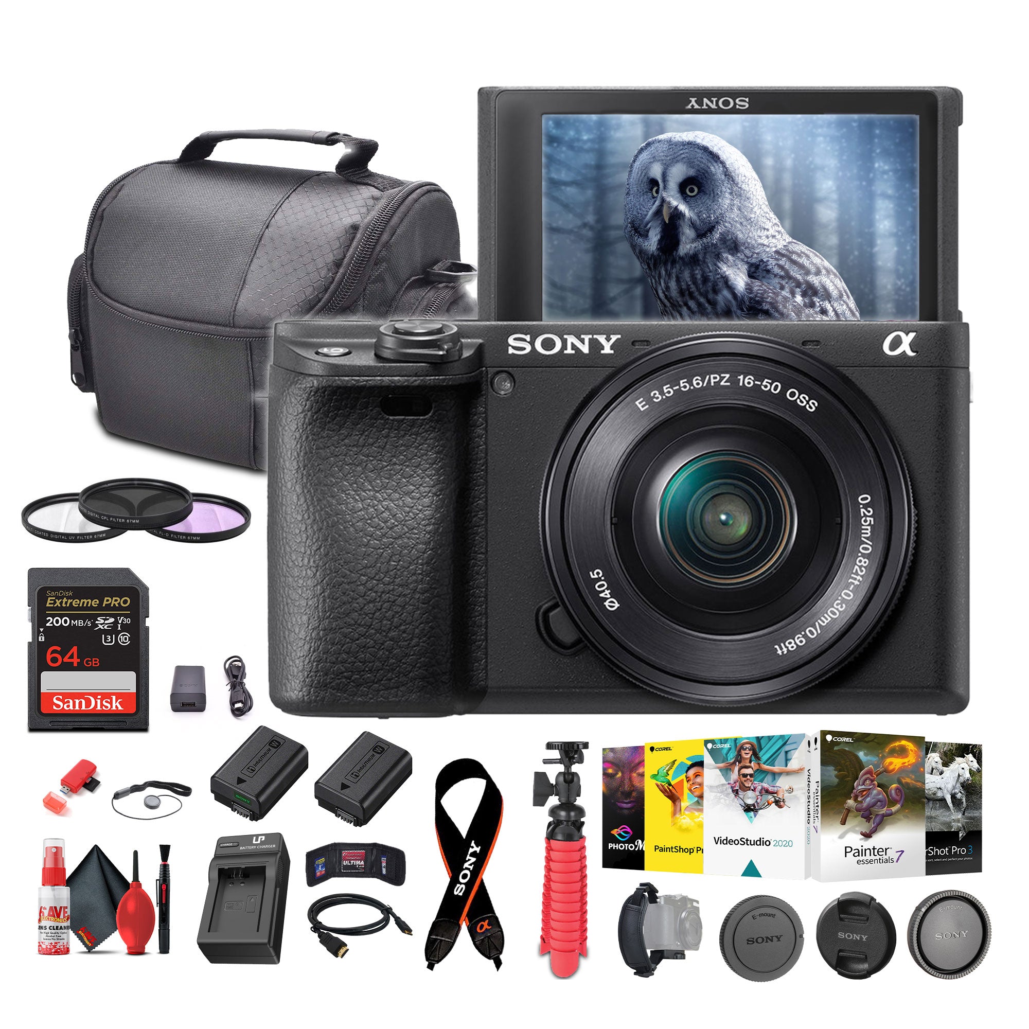 Sony a6400 Mirrorless Camera with 16-50mm Lens with Real-Time Eye Auto Focus - Bundle