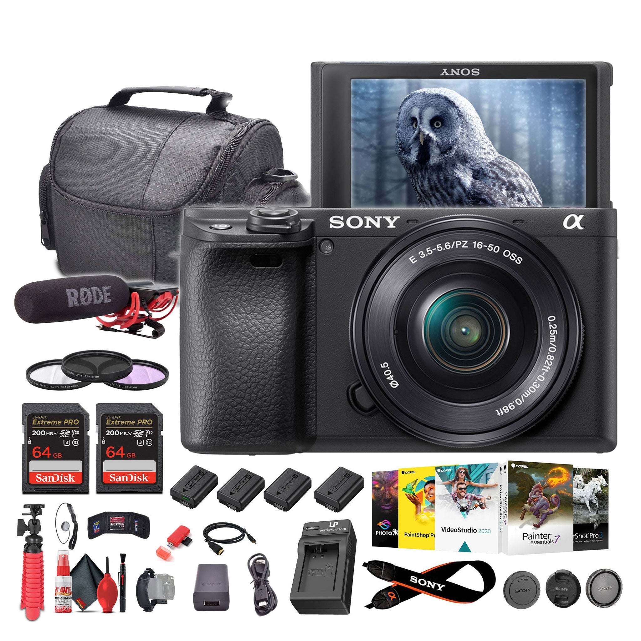 Sony a6400 Mirrorless Camera with 16-50mm Lens with Real-Time Eye Auto Focus - Bundle - Reconditioned Sony